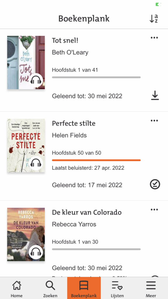 screenshot boekenplankje online bibliotheek app